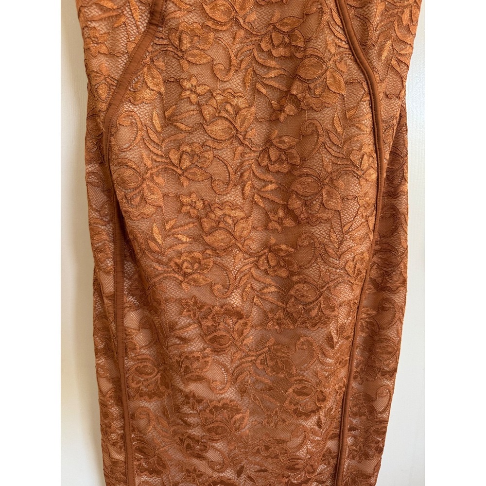 Popilush bronze orange lace shapewear corset midi dress size medium - Picture 11 of 12